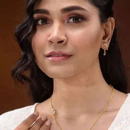 Saraf RS Jewellery Gold-Plated AD-Studded Minimal Designer Jewellery Set image 3