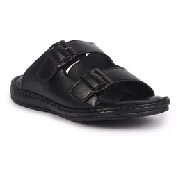 fausto Men's Open Toe Broad Feet Double Adjustable Strap Ethnic Kurta Slip On Sandals|Anti-Skid Sole Slippers|Memory Cushion Insole image 3