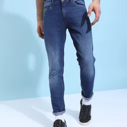 The Indian Garage Co Men Blue Slim Fit Mid-Rise Clean Look Stretchable Jeans-picture-40