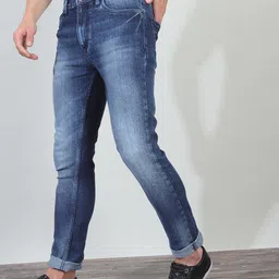 The Indian Garage Co Men Blue Slim Fit Mid-Rise Clean Look Stretchable Jeans-picture-42