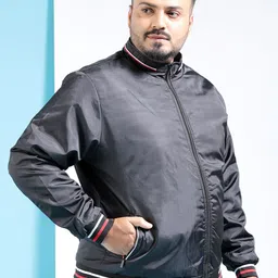 hardsoda by the indian garage co HARDSODA Plus Size Stand Collar Lightweight Bomber Jacket image 5