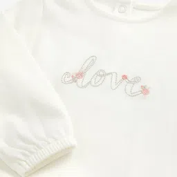 mothercare Girls White Full Sleeves Frock Style Embroidered Romper image 4