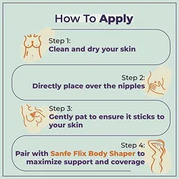 sanfe Flix Reusable Silicone Nipple Cover - 4 Pieces | 10 Times Reusable | Skin-Friendly Adhesive Pasties for Women | Nipple Pasties for Women (New) Multicolour image 5