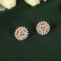 ZINU Rose Gold Contemporary Studs Earrings-image-19
