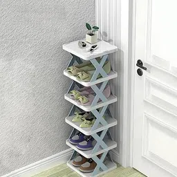 Birvan Smart Shoe Rack with 6 Layer Shoes Stand Multifunctional Entryway Foldable & Collapsible Door Shoe Rack Free Standing Heavy Duty Plastic Shoe Shelf Storage Organizer Narrow Footwear Home(1pcs) image 1