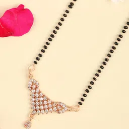 ZINU Black & Rose Gold-Plated Brass Mangalsutra-picture-42