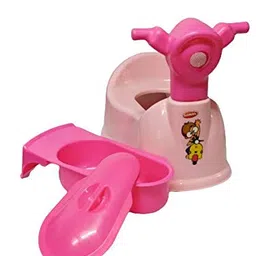aaKaR Sonal - Baby Scooty - Baby Toilet Trainer Potty Seat with Removable Tray, Lid Cover (Pink) (Pink), Plastic image 1