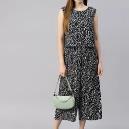 Cottinfab Black & White Printed Culotte Jumpsuit image 5