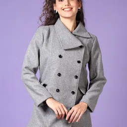 V-Mart Women Self Design Lapel Collar Longline Tailored Jacket-picture-17