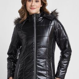 SPYKAR Hooded Regular Quilted Jacket With With Faux Fur Trim-picture-39