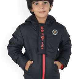 toothless Boys Black Lightweight Crop Bomber with Patchwork Jacket-picture-51