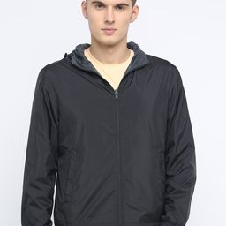 Basics Men Black Solid Reversible Bomber Jacket-picture-29