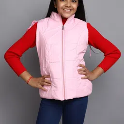V-Mart Girls Sleeveless Acrylic Lightweight Hooded Padded Jacket-picture-30