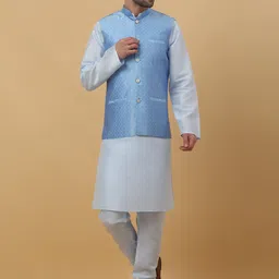 KRAFT INDIA Ethnic Motifs Mandarin Collar Long Sleeves Kurta with Churidar-image-58