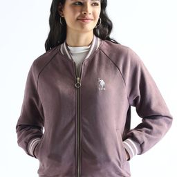 U.S. Polo Assn. Women Stand Collar Solid Casual Bomber Jacket-picture-38