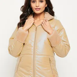 Duke Women Mock Collar Longline Padded Jacket-image-64