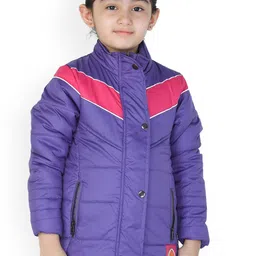 toothless Girls Purple Striped Lightweight Longline Puffer Jacket-image-0