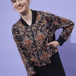 Athena Women Black Yellow Bomber Jacket-picture-21