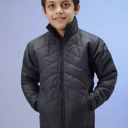 Instafab Boys Mock Collar Windcheater Nylon Padded Jacket-image-52