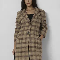 Van Heusen Woman Lapel Collar Checked Casual Open Front Jacket-picture-38