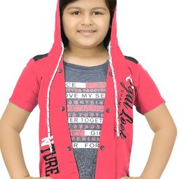 BAESD Boys Typography Printed Lightweight Hooded Open Front Jacket With Attached T-Shirt-picture-24
