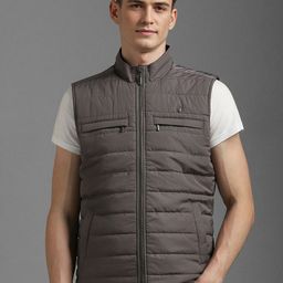Louis Philippe Men Mock Collar Geometric Printed Casual Gilet Jacket-picture-3