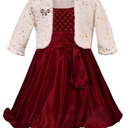 Wish Karo Maroon Satin Dress With Jacket-picture-7