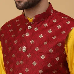 KRAFT INDIA Regular Kurta with Churidar With Jacquard Ethnic Nehru Jacket image 2