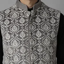 Louis Philippe Ethnic Motifs Embroidered Slim-Fit Nehru Jacket image 3