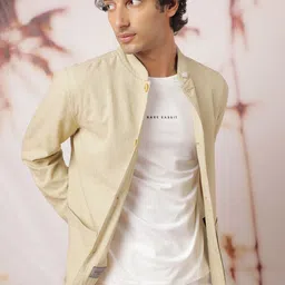 RARE RABBIT Men Trex Tailored Fit Striped Mandarin Jacket-picture-14