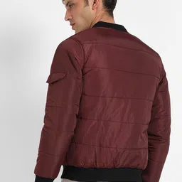 Campus Sutra Maroon Windcheater Mock Collar Bomber Jacket image 5