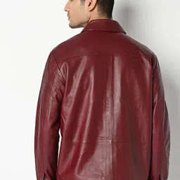 Tortoise Spread Collar Lightweight Leather Jacket image 5