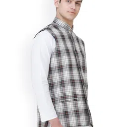 Exotic India Checked Mandarin Collar Nehru Jacket image 3