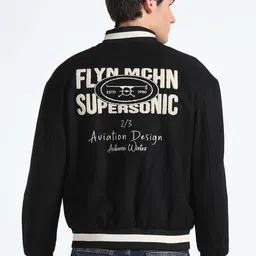 Flying Machine Stand Collar Bomber Jacket With Embroidered Detail image 4