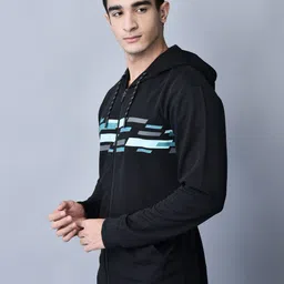 Shiv Naresh Geometric Printed Hooded Sporty Jacket image 4