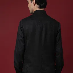 RARE RABBIT Men Corti Slim Fit Woven-Design Nehru Jacket image 3