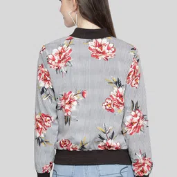 NUEVOSDAMAS Floral Printed Stand Collar Bomber Jacket image 2