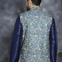 Anouk Floral Printed Satin Nehru Jacket image 4