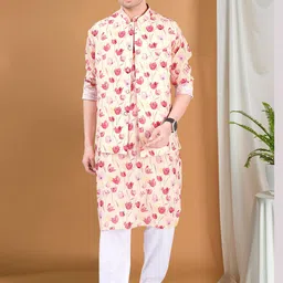 SHIWAM ETHNIX Floral Printed Regular Kurta With Pyjamas & Jacket image 4