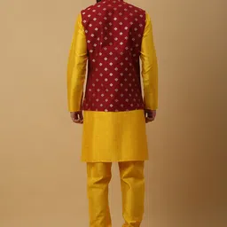 KRAFT INDIA Regular Kurta with Churidar With Jacquard Ethnic Nehru Jacket image 5