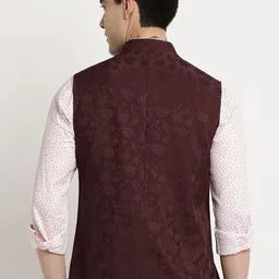 Turtle Men Woven Design Slim-Fit Nehru Jacket image 4