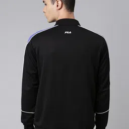 FILA Men Black Printed Polyester Biker Jacket image 5