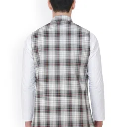 Exotic India Checked Mandarin Collar Nehru Jacket image 4