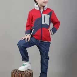 HOUSE OF VEDAS Boys Colourblocked Lightweight Tailored Jacket image 4