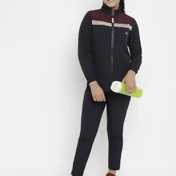 CHIMPRALA Girls Maroon & Navy Blue Colourblocked Water Resistant Sporty Jacket image 5