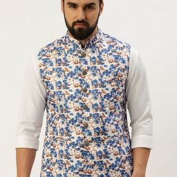 SHOWOFF Floral Printed Mandarin Collar Nehru Jackets-picture-39
