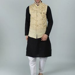 Exotic India Thread Embroidery Satin Nehru Jacket-picture-39