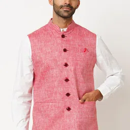 Indivisual Clothing Men Two Tone Yarn Dyed Woven Nehru Jackets-picture-37