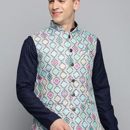 SHOWOFF Geometric Printed Nehru Jacket-picture-25
