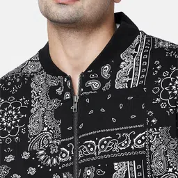 People Men Black White Geometric Bomber Jacket image 2